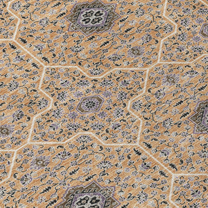 HomeRoots 8' Copper Black and Brown Round Oriental Washable Area Rug - Durable, Stylish for Indoor & Outdoor Use 690863