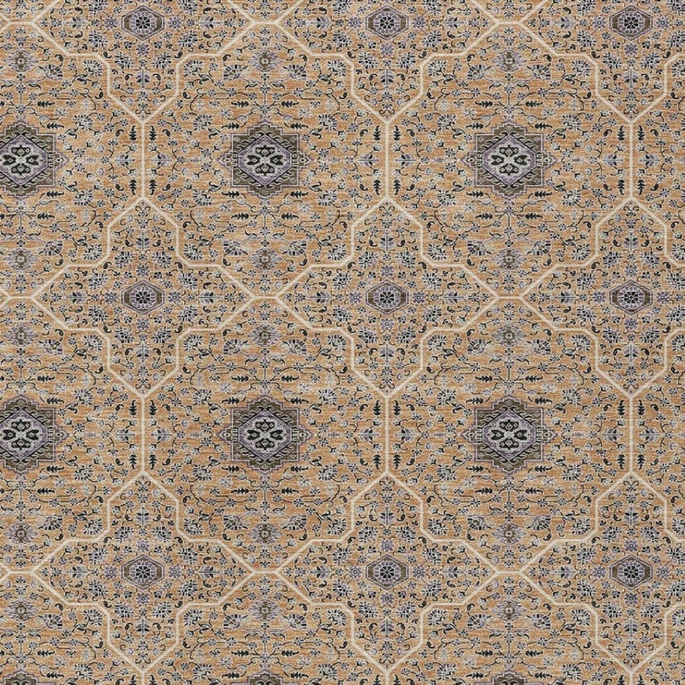 HomeRoots 8' X 10' Elegant Copper Black Brown Oriental Washable Rug for Indoor & Outdoor High-Traffic Areas 690864