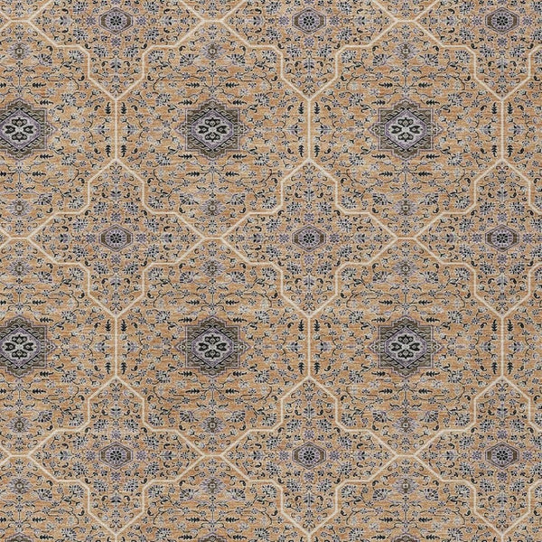HomeRoots 9' X 12' Copper Black & Brown Oriental Rug – Washable, Durable, Indoor/Outdoor Elegance for All Spaces 690865
