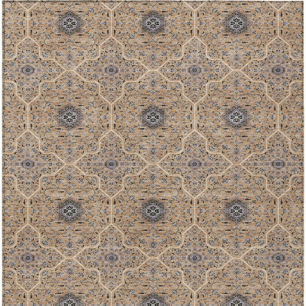HomeRoots 10' Elegant Copper & Black Oriental Washable Area Rug for Indoor & Outdoor Spaces - Durable & Stylish 690866