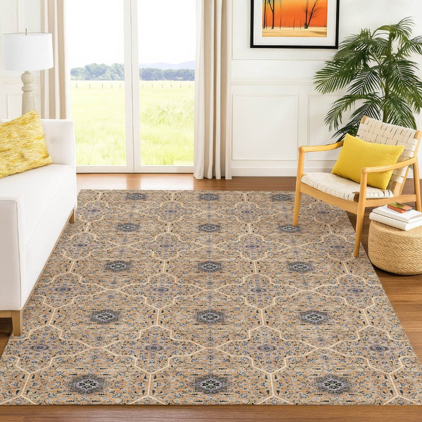 HomeRoots 10' Elegant Copper & Black Oriental Washable Area Rug for Indoor & Outdoor Spaces - Durable & Stylish 690866