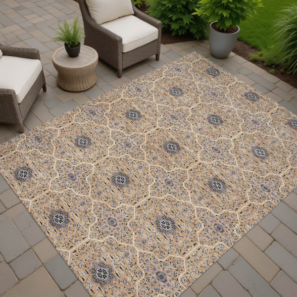 HomeRoots 10' Elegant Copper & Black Oriental Washable Area Rug for Indoor & Outdoor Spaces - Durable & Stylish 690866