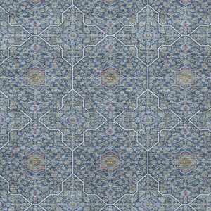 HomeRoots 5' Navy Blue, Ivory, and Plum Oriental Area Rug - Washable, Durable, Non-Slip for Indoor & Outdoor Use 690868