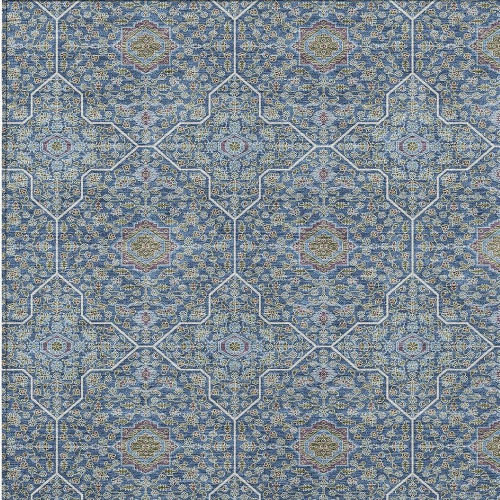 HomeRoots 9' X 12' Navy Blue Ivory Plum Oriental Washable Area Rug – Stylish, Durable, Ideal for Indoor & Outdoor Spaces 690871