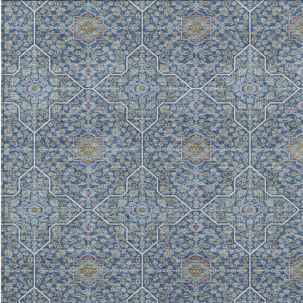 HomeRoots 9' X 12' Navy Blue Ivory Plum Oriental Washable Area Rug – Stylish, Durable, Ideal for Indoor & Outdoor Spaces 690871