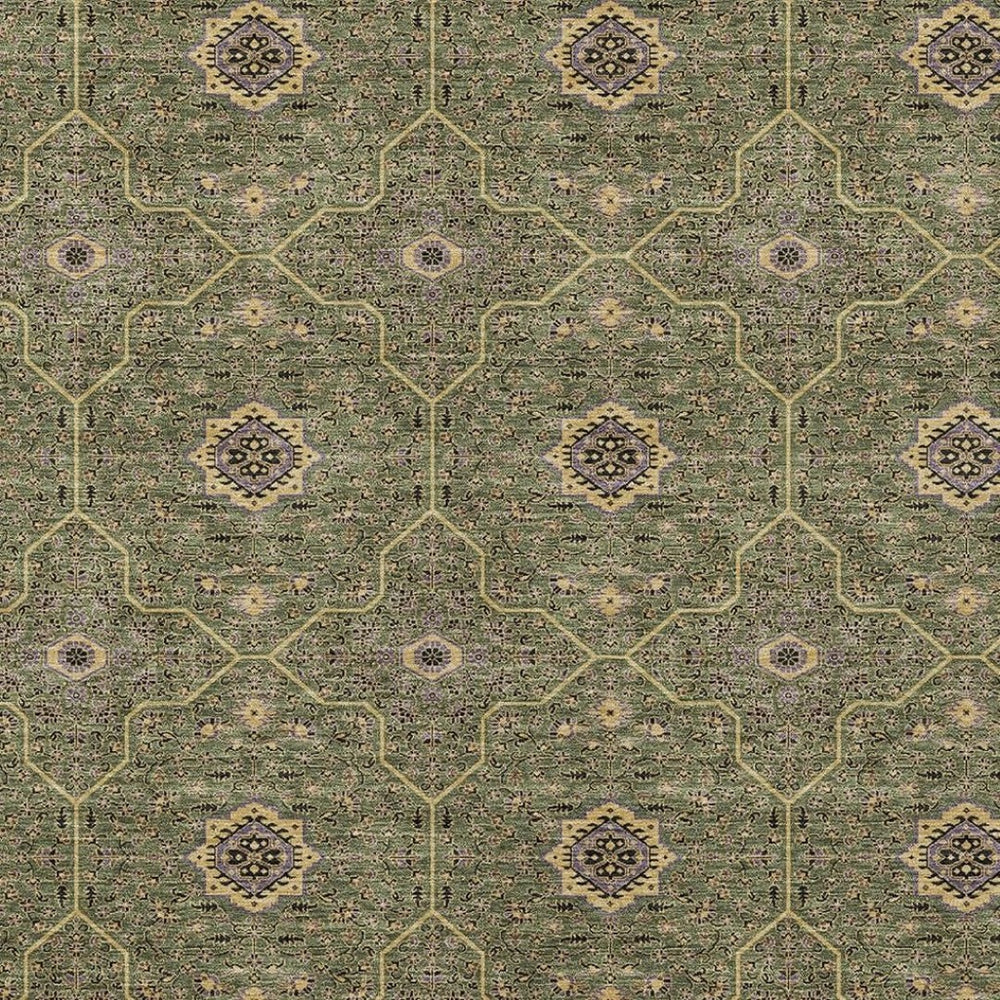 HomeRoots 5' x 8' Olive Green, Gold & Black Oriental Washable Rug - Durable Indoor/Outdoor Elegance for All Spaces 690874
