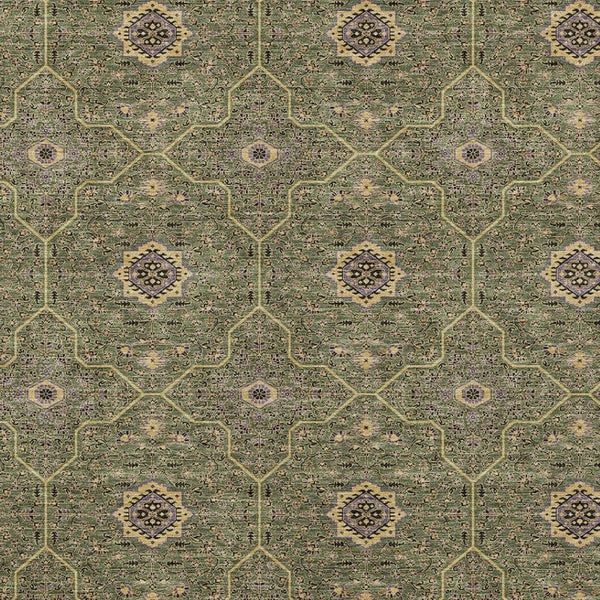 HomeRoots 5' x 8' Olive Green, Gold & Black Oriental Washable Rug - Durable Indoor/Outdoor Elegance for All Spaces 690874