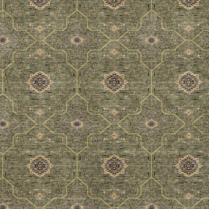 HomeRoots 8' X 10' Olive Green, Gold, and Black Oriental Washable Area Rug for Stylish Indoor & Outdoor Spaces 690876