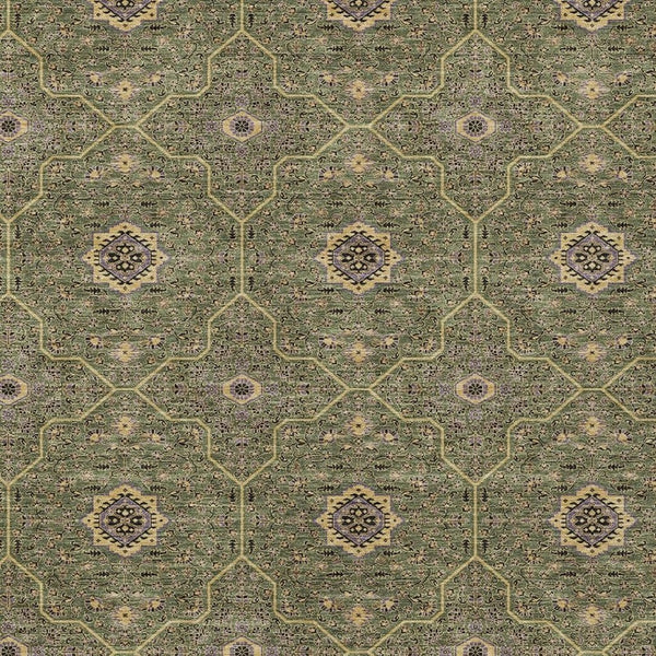 HomeRoots 8' X 10' Olive Green, Gold, and Black Oriental Washable Area Rug for Stylish Indoor & Outdoor Spaces 690876