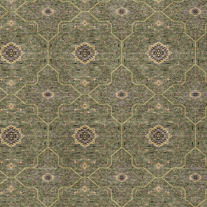 HomeRoots 9' X 12' Washable Olive Green, Gold & Black Oriental Area Rug for Indoor & Outdoor Elegance 690877