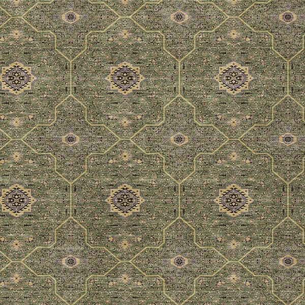 HomeRoots 9' X 12' Washable Olive Green, Gold & Black Oriental Area Rug for Indoor & Outdoor Elegance 690877