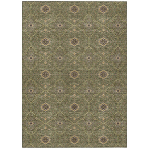 HomeRoots 9' X 12' Washable Olive Green, Gold & Black Oriental Area Rug for Indoor & Outdoor Elegance 690877