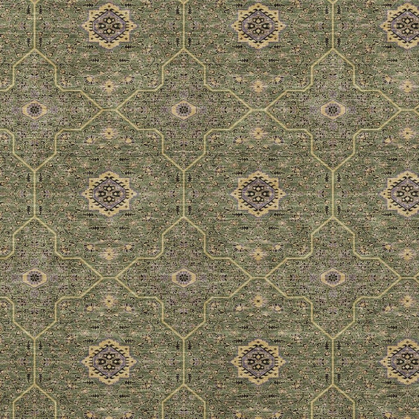 HomeRoots 10' Olive Green Gold & Black Oriental Washable Area Rug - Durable Indoor/Outdoor Charm for High-Traffic Spaces 690878