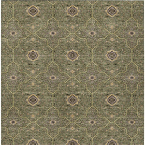 HomeRoots 10' Olive Green Gold & Black Oriental Washable Area Rug - Durable Indoor/Outdoor Charm for High-Traffic Spaces 690878
