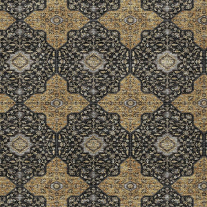 HomeRoots 5' Quatrefoil Area Rug in Black, Copper & Gray - Washable, Durable & Stylish for Indoor/Outdoor Use 690880