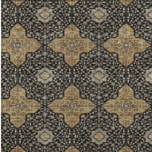 HomeRoots 8' X 10' Black Copper & Gray Quatrefoil Washable Indoor-Outdoor Area Rug for Versatile Style & Durability 690882