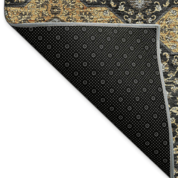 HomeRoots 9' X 12' Quatrefoil Washable Area Rug in Black, Copper & Gray - Durable, Stylish for Indoor/Outdoor Use 690883