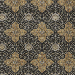 HomeRoots 10' Black Copper & Gray Quatrefoil Washable Area Rug - Durable Indoor/Outdoor Style for High Traffic 690884