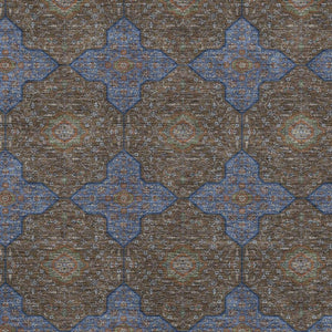 HomeRoots 8' X 10' Quatrefoil Washable Area Rug in Chocolate, Blue, & Beige - Perfect for Indoor & Outdoor Spaces 690888