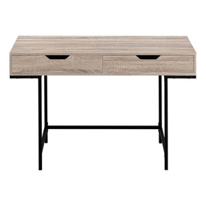 English Elm Computer Desk For Home Office - Modern Brown Laminate With Black Metal Frame & Storage Drawers B2710P219841