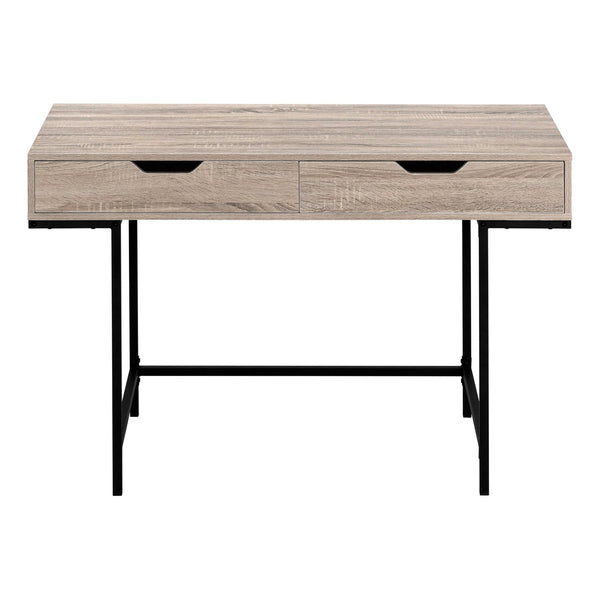 English Elm Computer Desk For Home Office - Modern Brown Laminate With Black Metal Frame & Storage Drawers B2710P219841