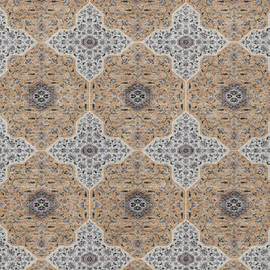 HomeRoots 5' X 8' Copper, Silver & Black Quatrefoil Rug - Stylish, Washable Indoor/Outdoor Design for All Spaces 690892
