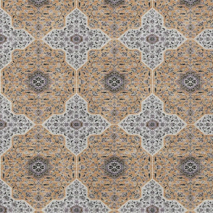 HomeRoots 8' X 10' Quatrefoil Area Rug in Copper, Silver & Black - Washable, Durable, Indoor/Outdoor Style 690894