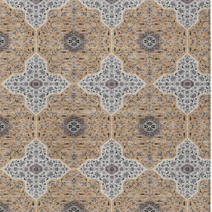 HomeRoots 9' X 12' Stylish Copper, Silver & Black Quatrefoil Rug – Washable, Durable for Indoor & Outdoor Use! 690895
