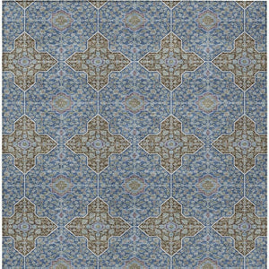 HomeRoots 5' X 8' Navy Blue & Chocolate Quatrefoil Rug - Stylish Indoor/Outdoor Durable, Washable Design! 690898