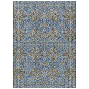 HomeRoots 5' X 8' Navy Blue & Chocolate Quatrefoil Rug - Stylish Indoor/Outdoor Durable, Washable Design! 690898