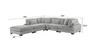 English Elm Bentley Modular Sectional Sofa In Gray – L-Shaped Corduroy Design For Modern Comfort & Style B009S01571