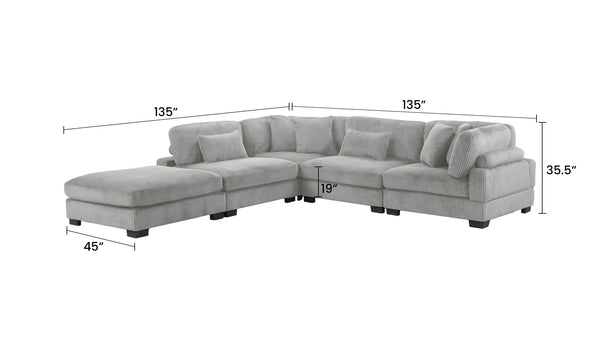 English Elm Bentley Modern Modular Sectional - Stylish Gray Corduroy L-Shaped Sofa For Versatile Living Spaces B009S02142