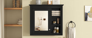 English Elm 30'' Modern Medicine Cabinet with Mirror and Adjustable Shelves, MDF Wall-Mounted Bathroom Storage Solution Black N710P192495B