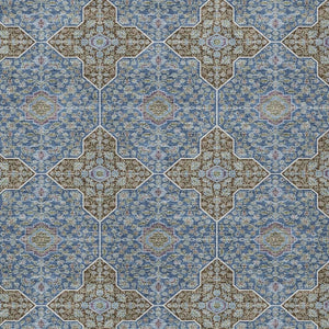HomeRoots 8' X 10' Quatrefoil Area Rug in Navy Blue & Chocolate - Stylish, Washable, Indoor/Outdoor Durability! 690900