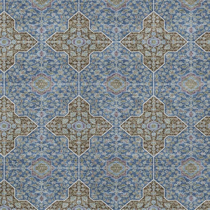 HomeRoots 9' Indoor Outdoor Navy Blue & Chocolate Quatrefoil Area Rug - Durable, Washable & Stylish Design 690901
