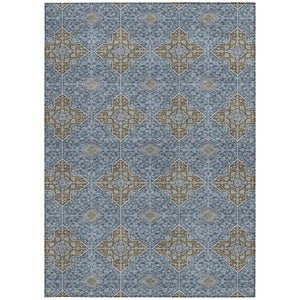 HomeRoots 10' Navy Blue & Chocolate Quatrefoil Area Rug - Washable, Durable for Indoor/Outdoor Style & Comfort 690902