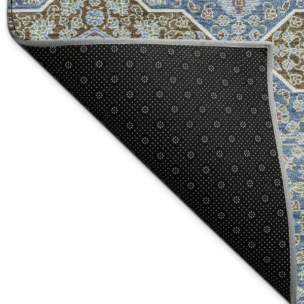 HomeRoots 10' Navy Blue & Chocolate Quatrefoil Area Rug - Washable, Durable for Indoor/Outdoor Style & Comfort 690902
