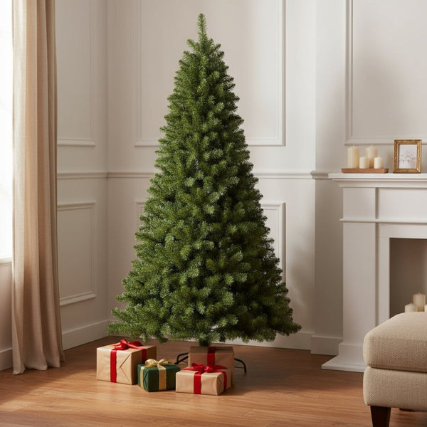 HomeRoots 7.5' Full Fraser Fir Christmas Tree – Lush, Realistic Holiday Centerpiece with Quick Assembly & Custom Decor 90 690909