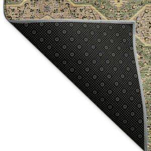 HomeRoots 9' X 12' Quatrefoil Area Rug in Olive Green, Brown & Gold - Stylish, Washable, Durable for Indoor/Outdoor Use 690910