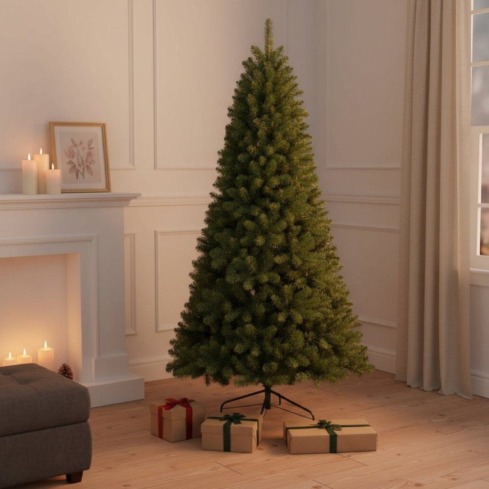 HomeRoots 7.5' Full Fraser Fir Christmas Tree – Lush, Realistic Holiday Centerpiece with Quick Assembly & Custom Decor 96 690911