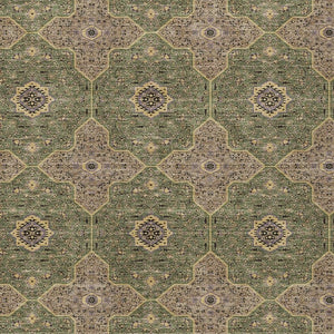 HomeRoots 10' Quatrefoil Olive Green Brown Gold Area Rug - Washable, Durable, Perfect for Indoor & Outdoor Use 690912