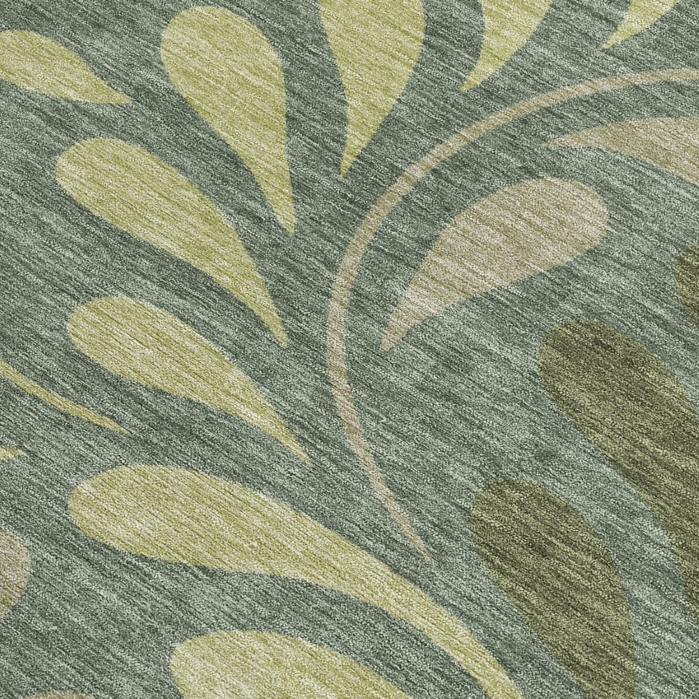 HomeRoots 5' X 8' Elegant Artichoke Green & Sage Botanical Leaves Area Rug - Washable, Indoor/Outdoor Use 690915