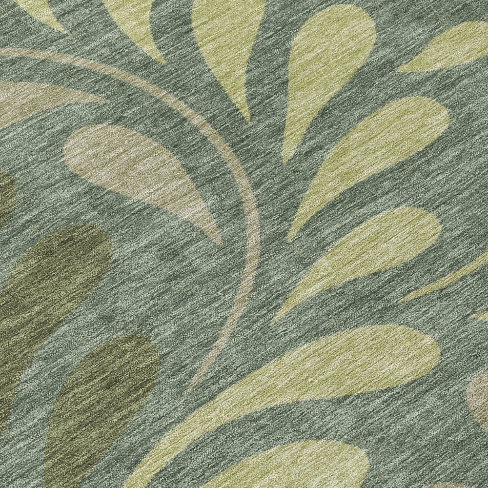 HomeRoots 8' X 10' Washable Artichoke Green & Sage Botanical Area Rug for Indoor/Outdoor Spaces, Easy Clean! 690917