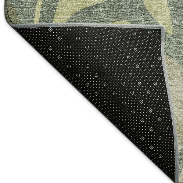 HomeRoots 9' X 12' Artichoke Green & Sage Botanical Leaves Rug - Washable, Durable, Indoor/Outdoor Versatility! 690918