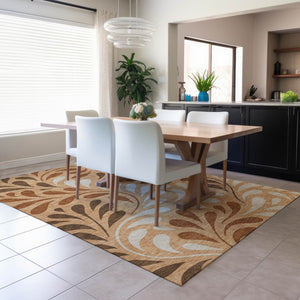 HomeRoots 5' X 8' Botanical Leaves Indoor Outdoor Rug - Durable, Washable, Versatile Design for Any Space 690927