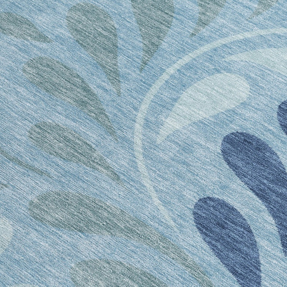 HomeRoots 8' X 10' Denim Blue Botanical Leaves Area Rug – Stylish, Washable, Durable for Indoor & Outdoor Use! 690935