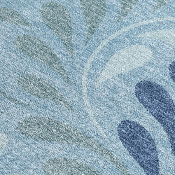HomeRoots 8' X 10' Denim Blue Botanical Leaves Area Rug – Stylish, Washable, Durable for Indoor & Outdoor Use! 690935