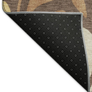 HomeRoots 5' X 8' Washable Botanical Leaves Area Rug in Chocolate, Gold & Beige – Stylish Indoor/Outdoor Décor 690939
