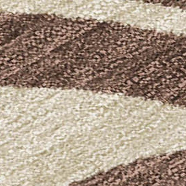 HomeRoots 10' X 14' Washable Indoor Outdoor Area Rug with Botanical Leaves in Chocolate, Gold & Beige Tones 690943