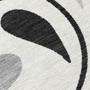 HomeRoots 9' X 12' Botanical Leaves Area Rug - Stylish Ivory, Black & Gray Design for Indoor/Outdoor Use 690948